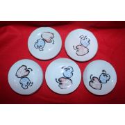 연대가좋은 철화백자진사 과일문 완 5점