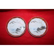 연대가좋은 진사백자철화산수문 완 2점