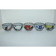 청자 귀얄진사화문잔 5점