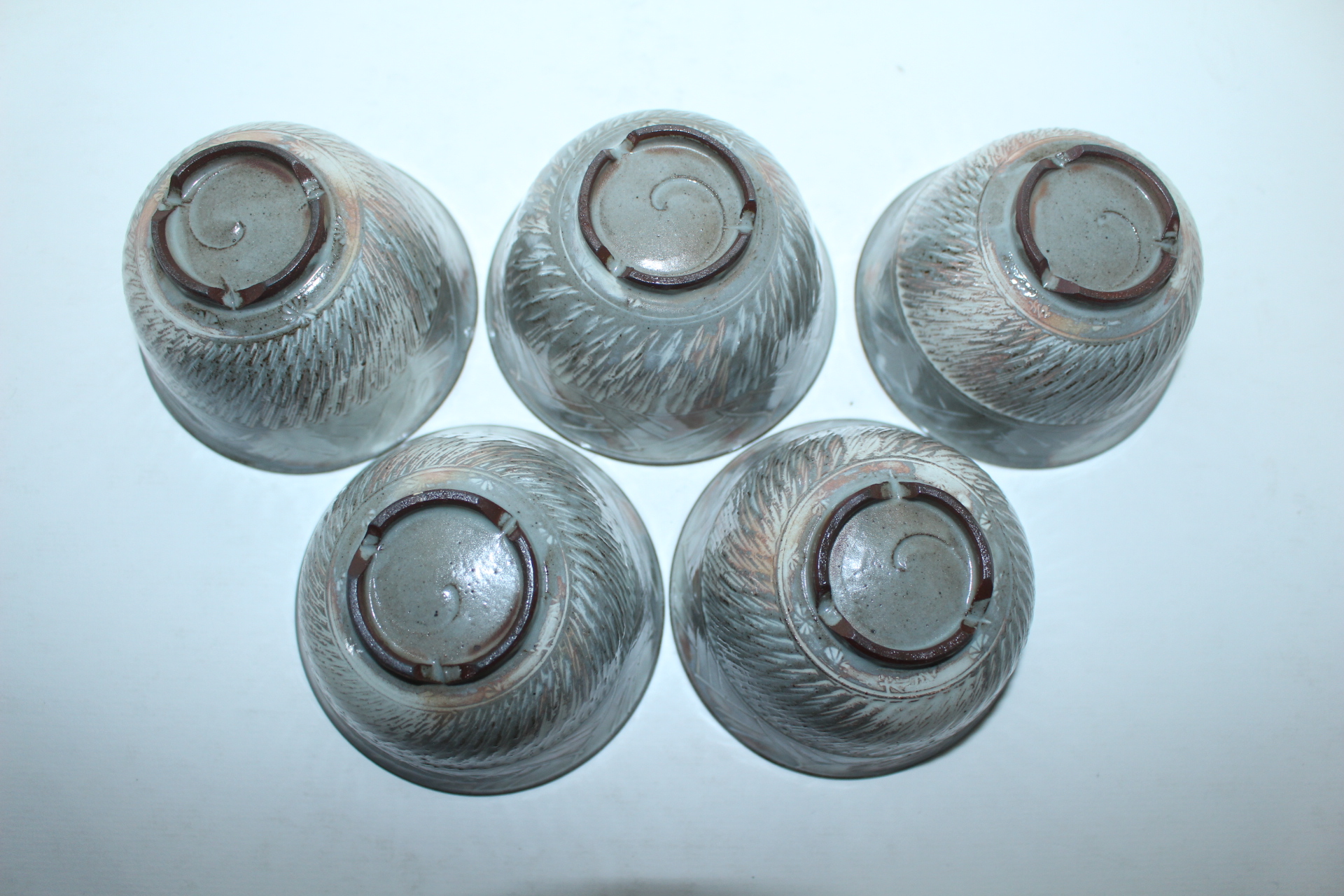 분청자 음각추상화문잔 5점