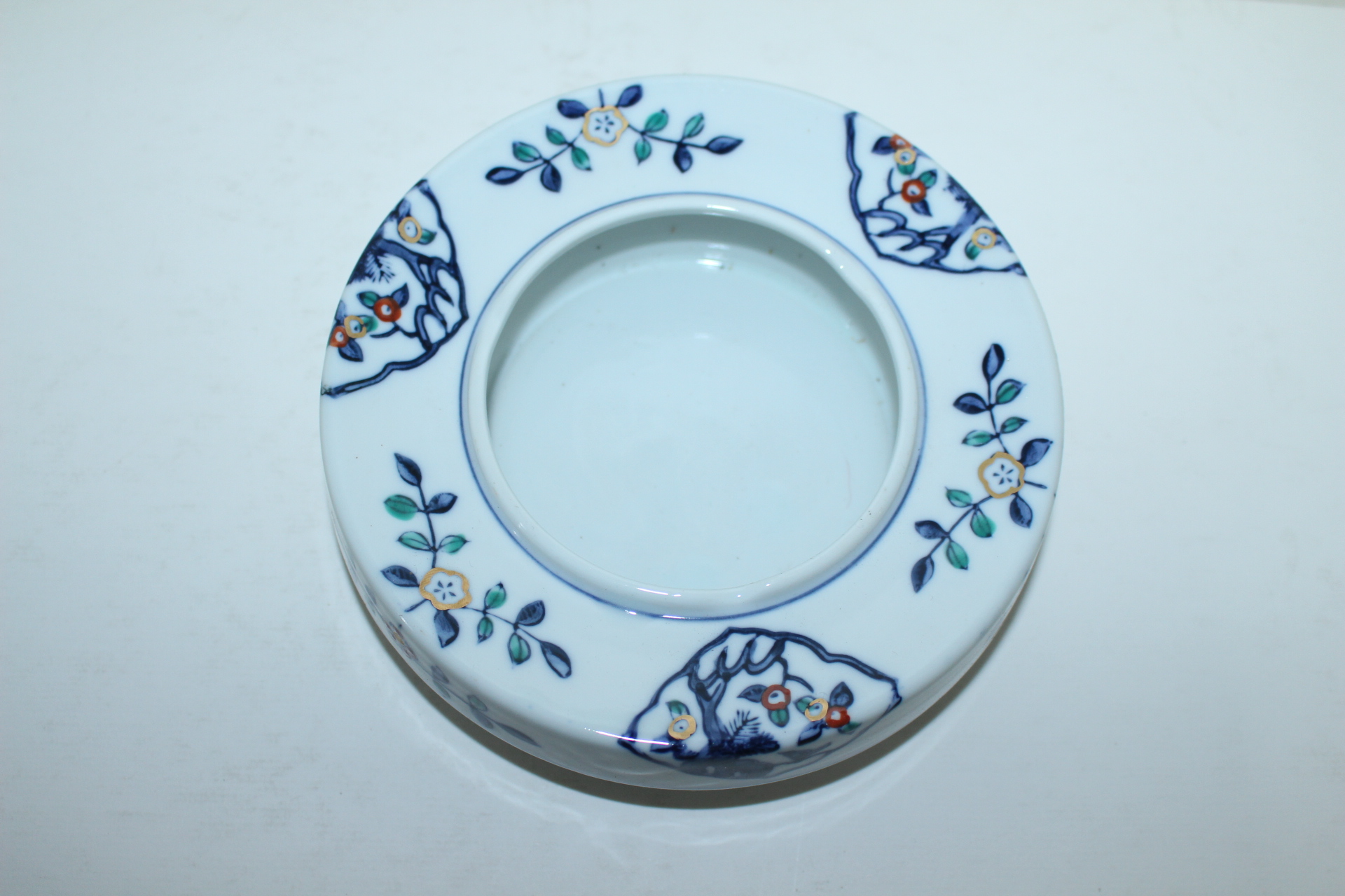 이마리 청화백자 진사화문 재털이