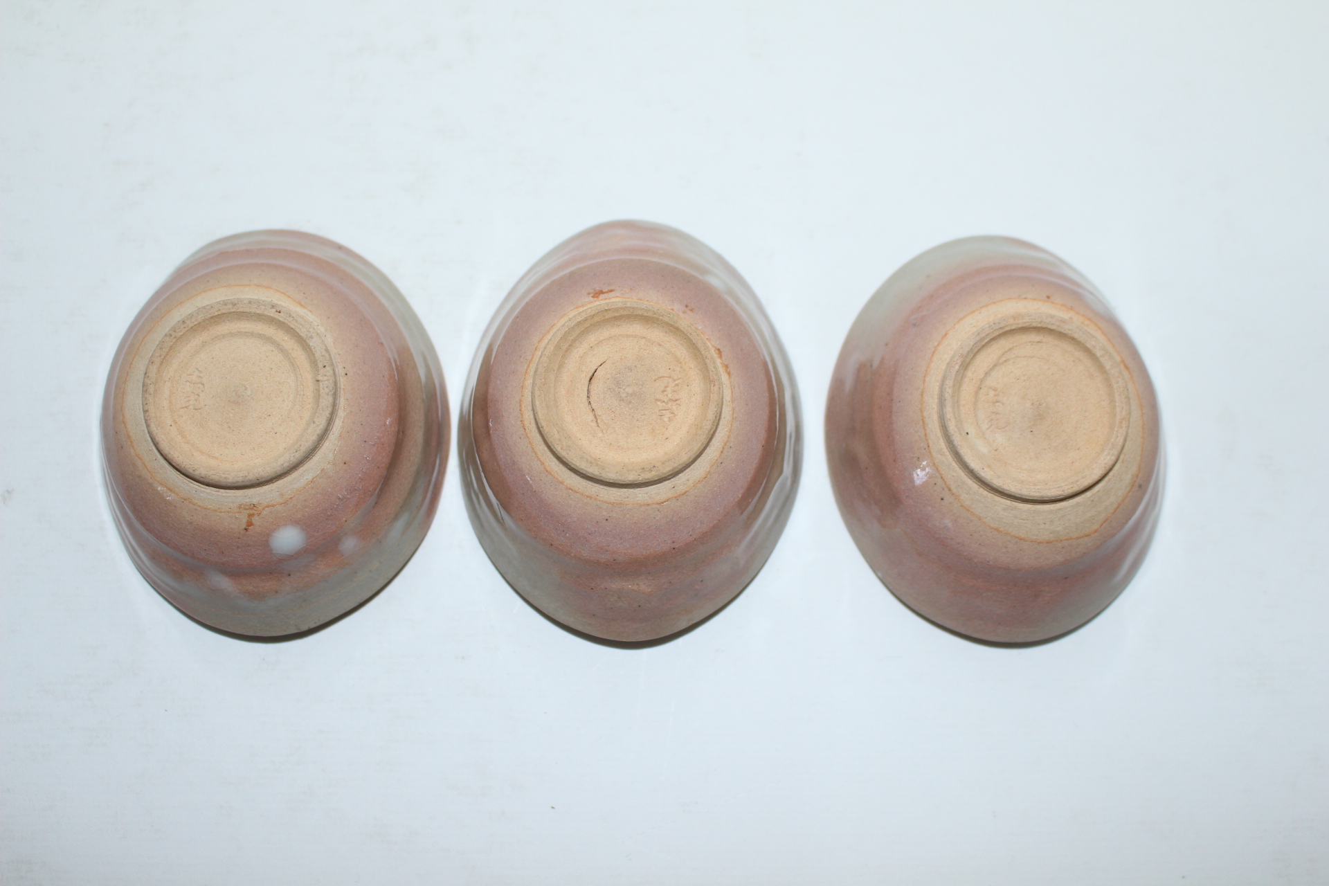 청자 음각화문 완 3점