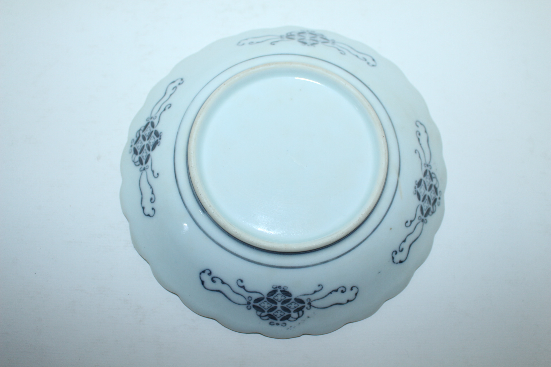 연대가좋은 청화백자산수문 화형완