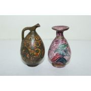 외국산 채색이된 도기재질의 호 2점