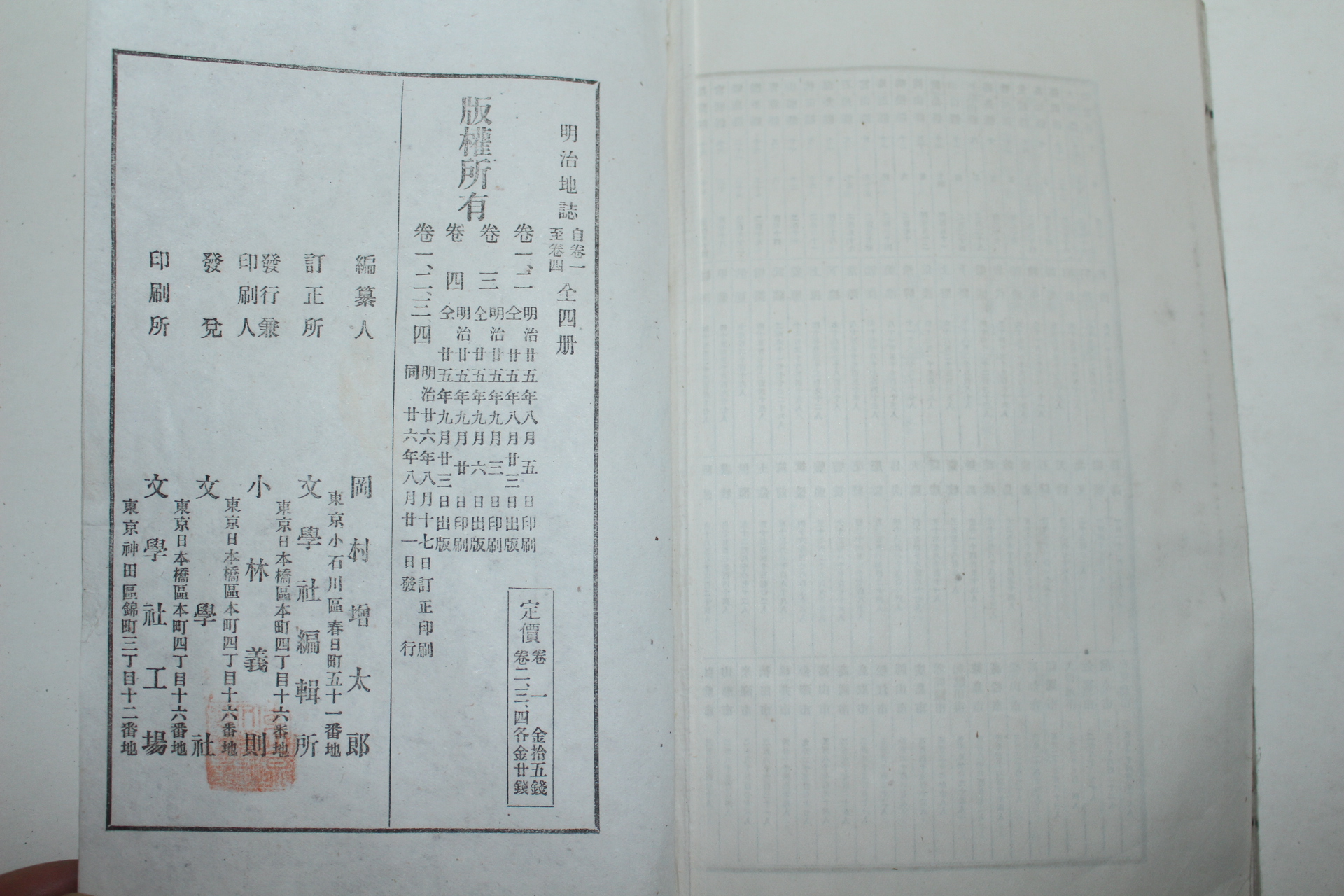 1893년(명치26년) 일본연활자본 명치지지(明治地誌) 권2