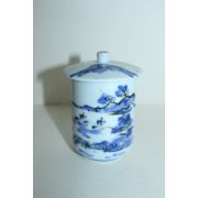 연대가좋은 청화백자산수문 두껑있는 잔