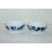 연대가좋은 청화백자화문완 2점