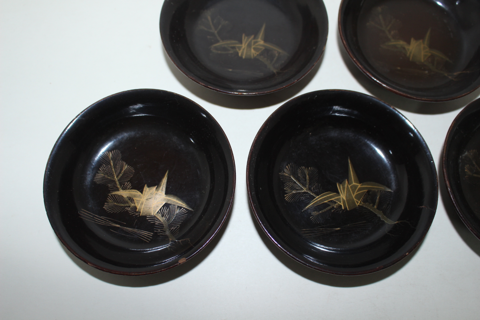 연대가좋은 나무에 금채학문그림이 있는 완 5점