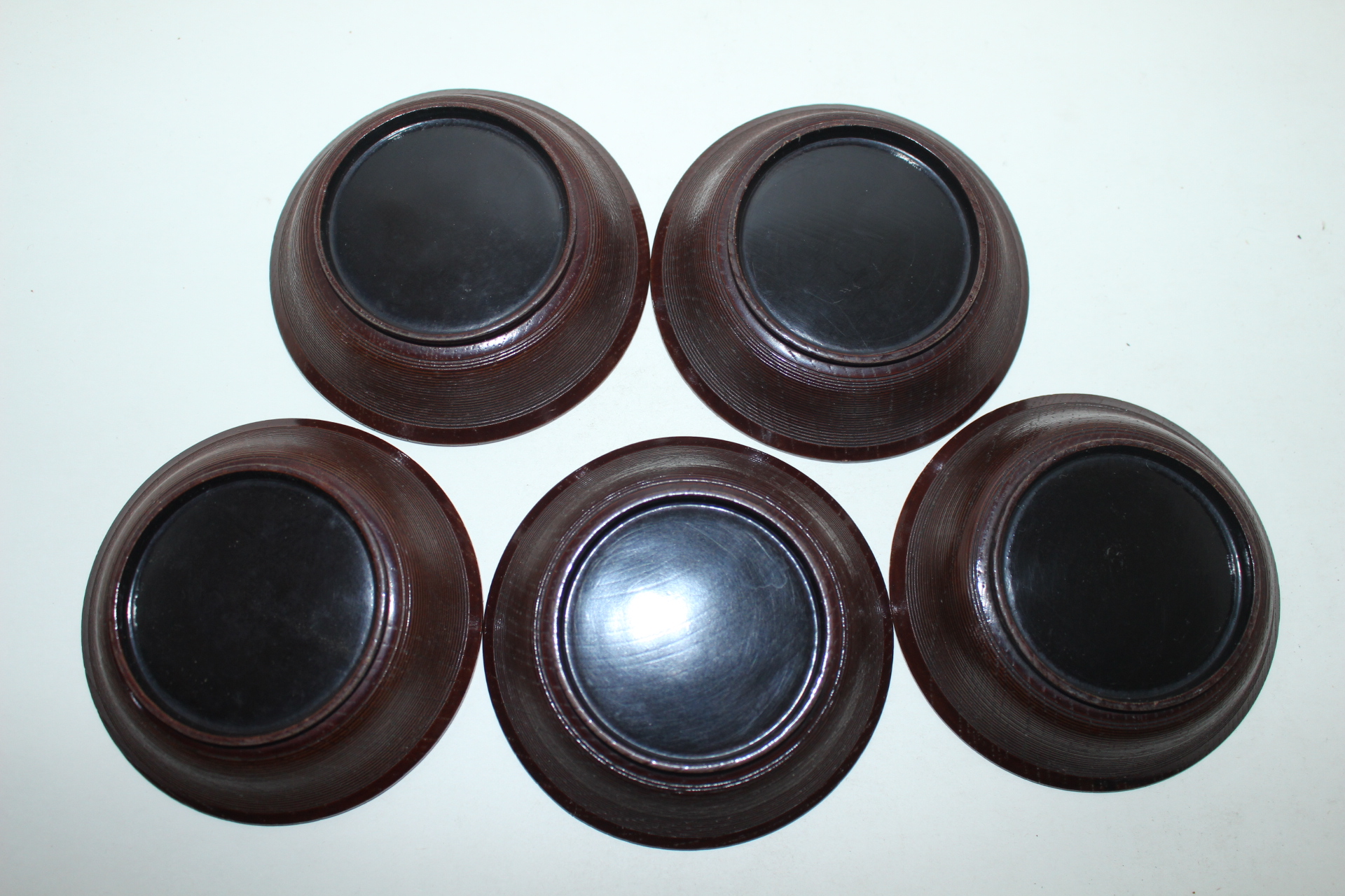 연대가좋은 나무에 금채학문그림이 있는 완 5점