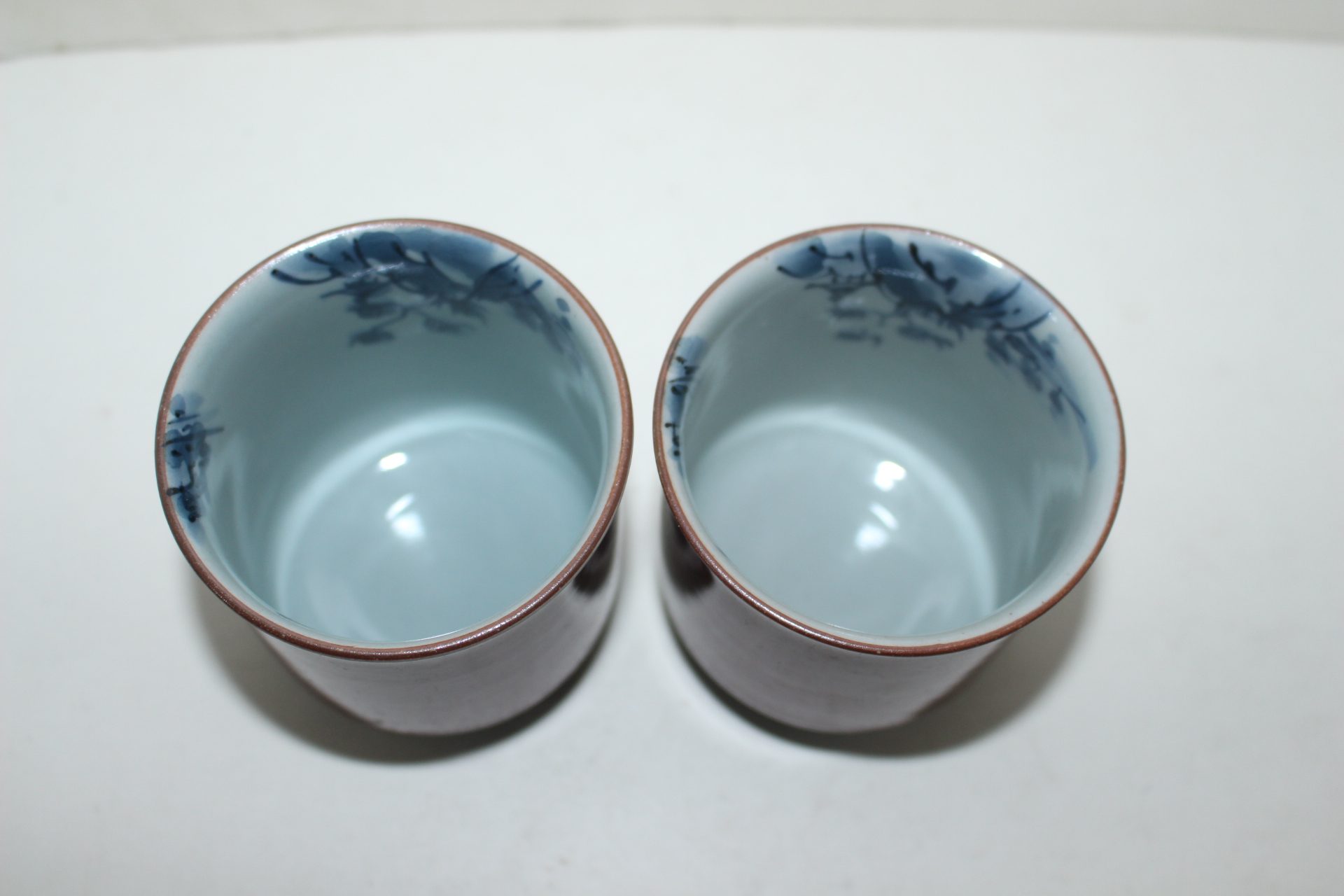 진사청자 청화화문 통잔 2점