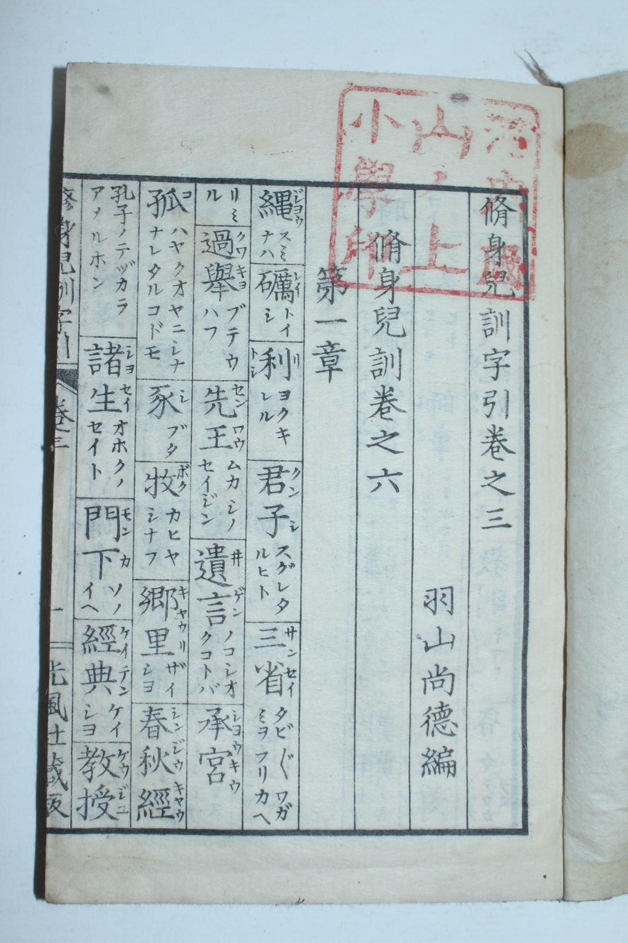 1882년(명치15년) 일본목판본 수신아훈자인(修身兒訓字引)권3  1책