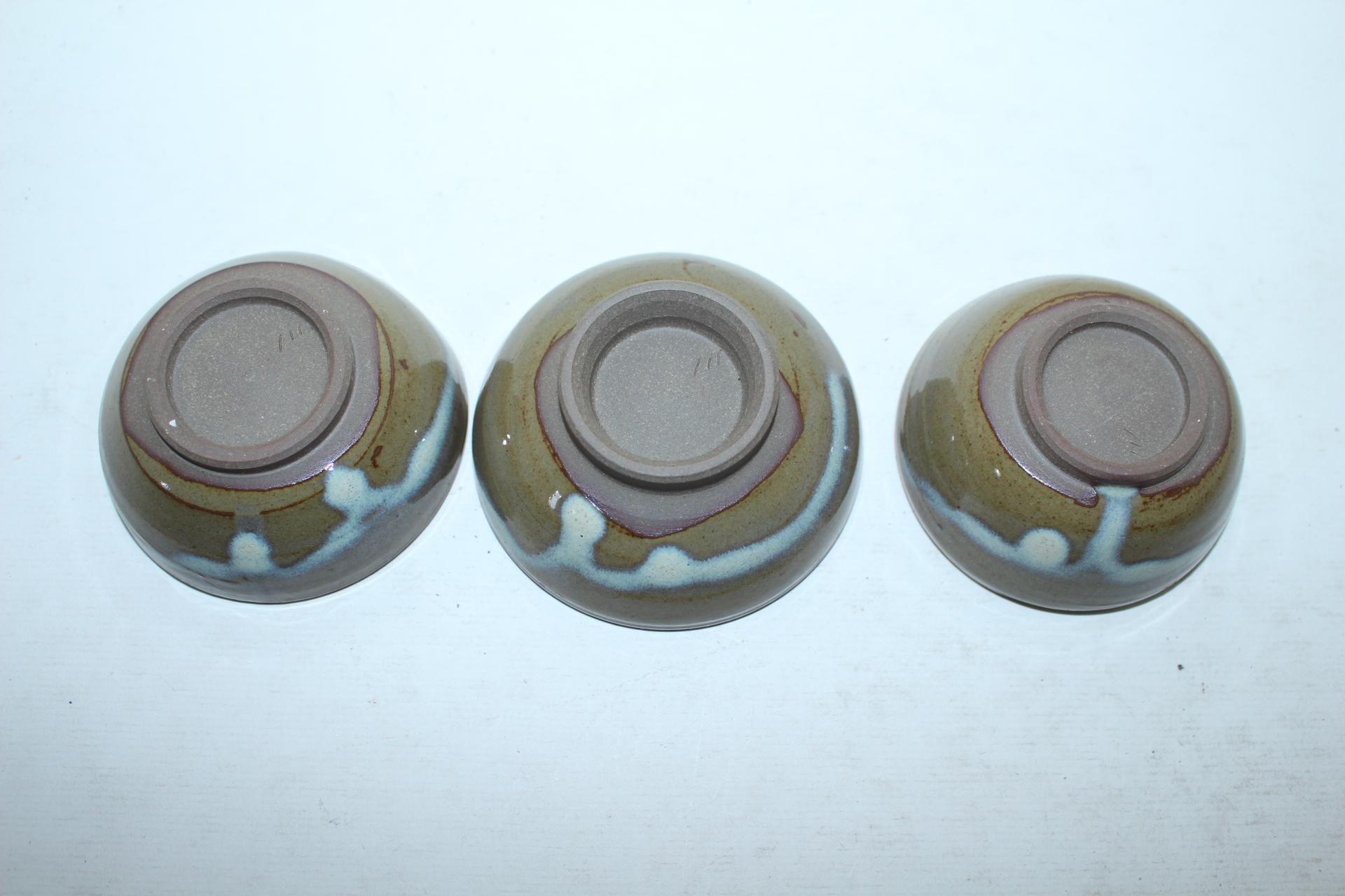 청자 백채흘림잔 3점