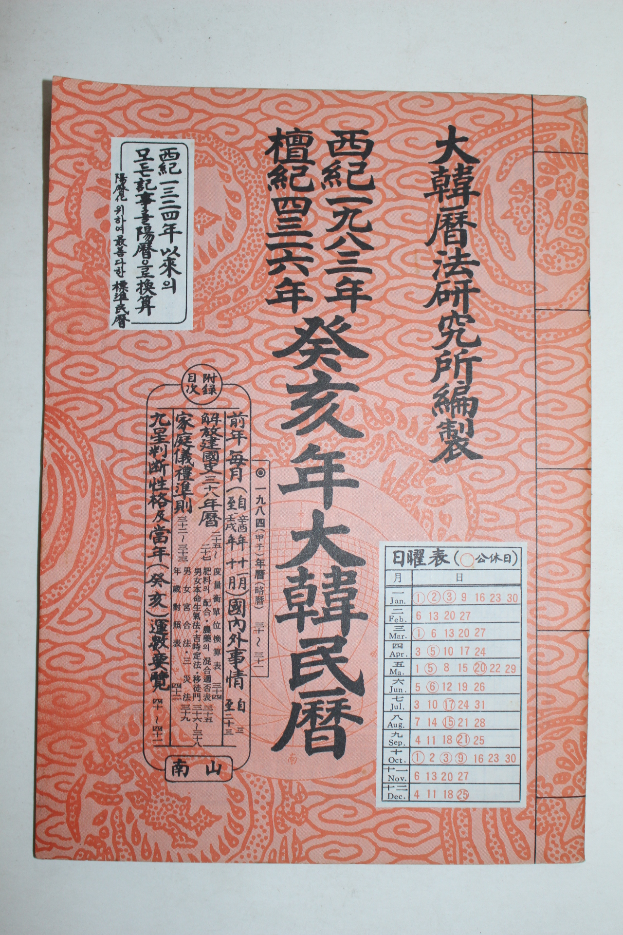 1983년 계해년 대한민력