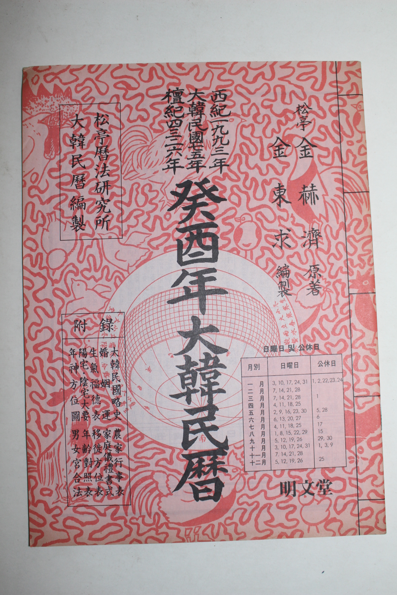 1993년 계유년 대한민력