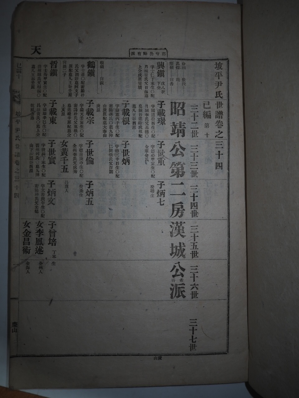 연활자본 파평윤씨세보(坡平尹氏世譜) 13책