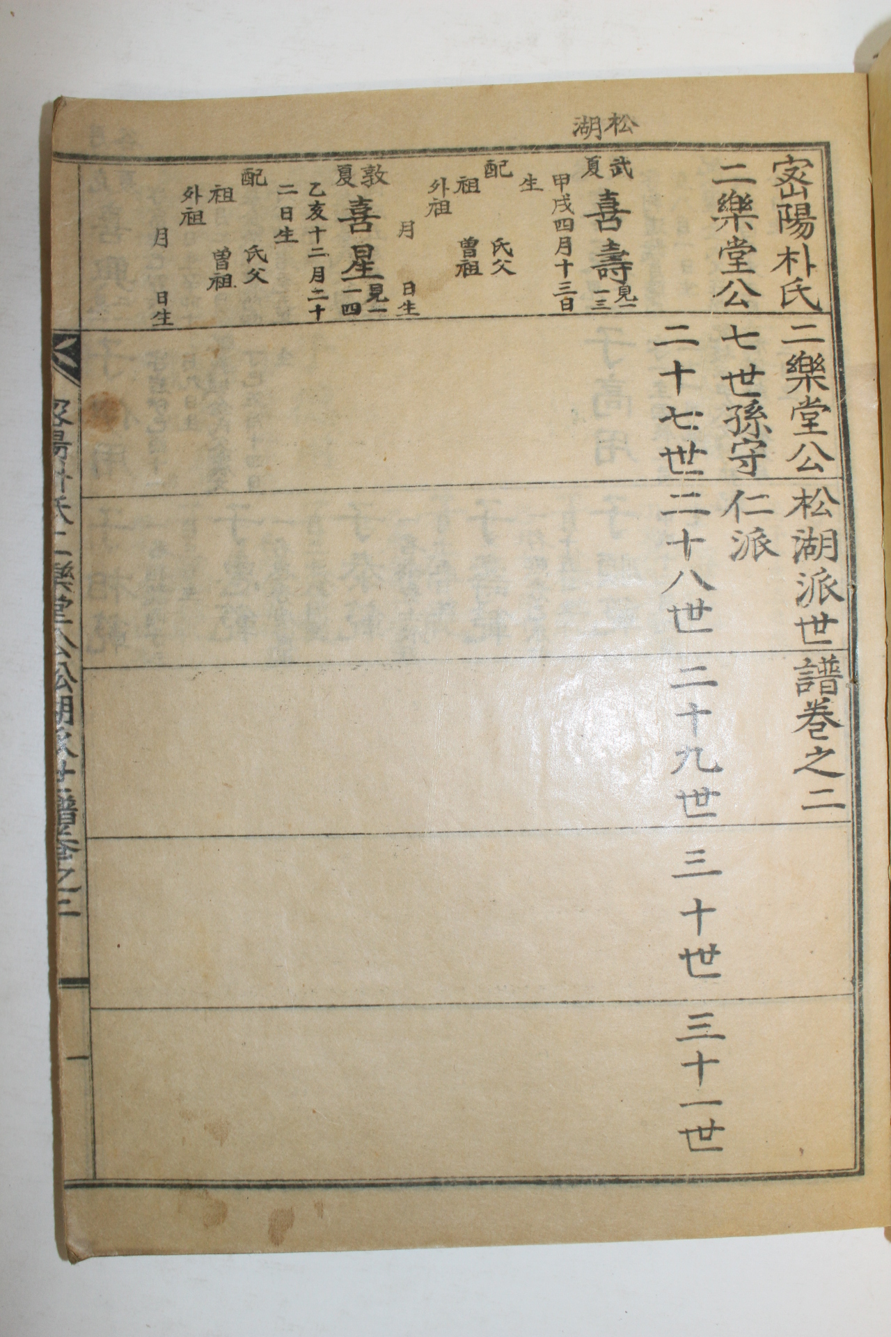 1955년 밀양박씨이락당공송호파세보(密陽朴氏二樂堂公松湖派世譜) 2책완질