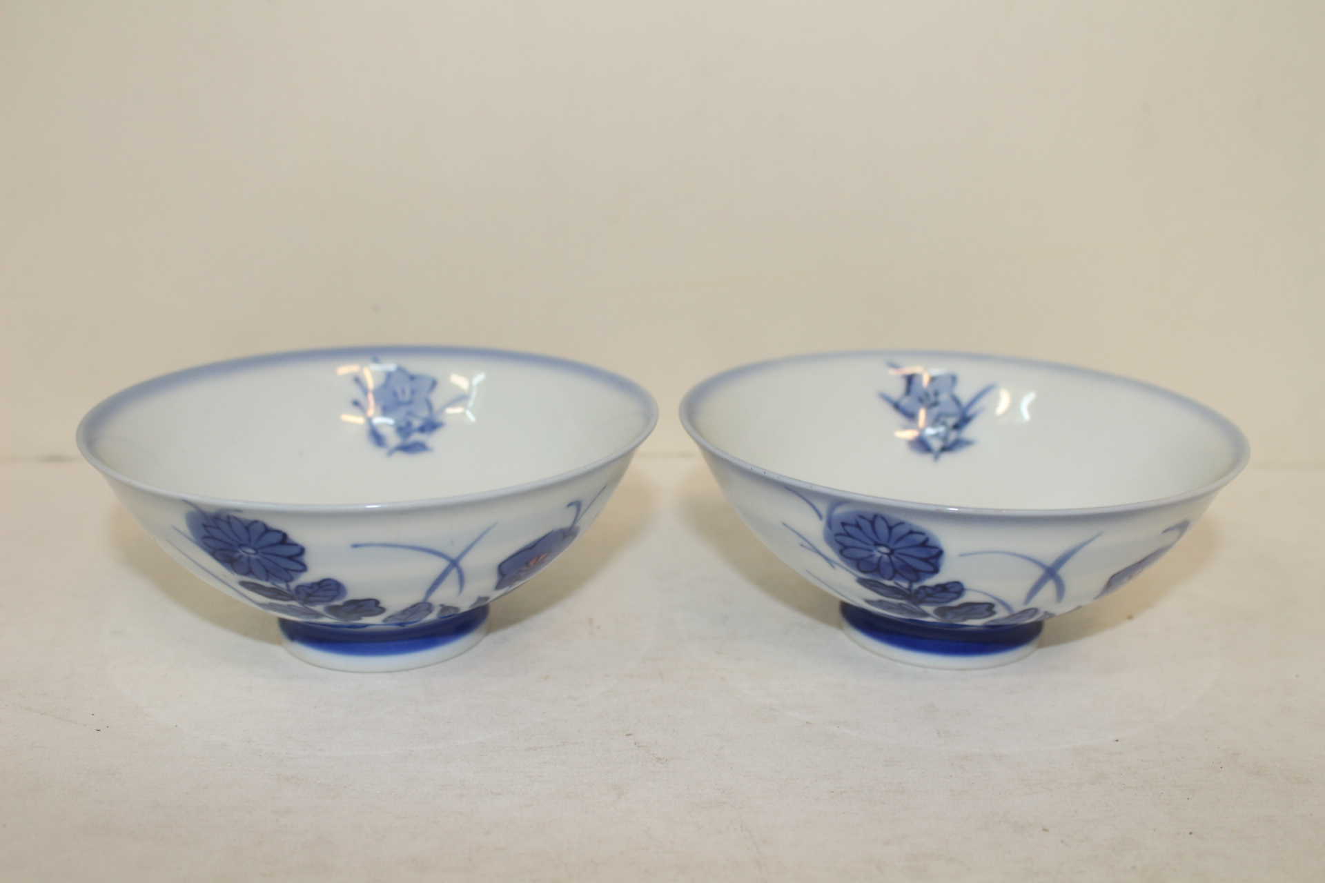 이마리 청화백자화문 자완 2점