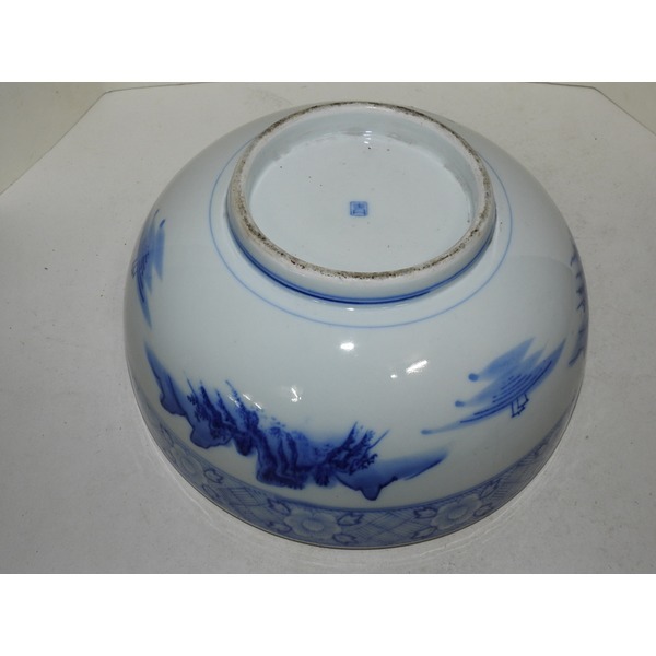 골동-100년이상된 청화백자산수문 대완