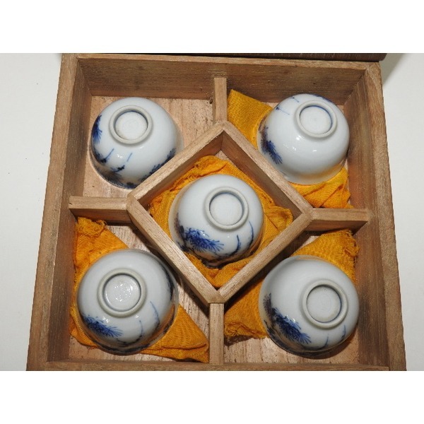 고이마리 청화백자노송도 잔5점셋트