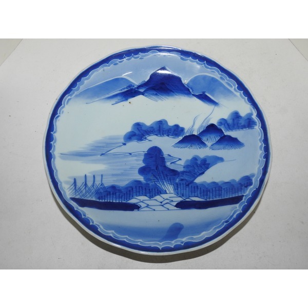 골동-100년이상된 청화백자산수문 대완