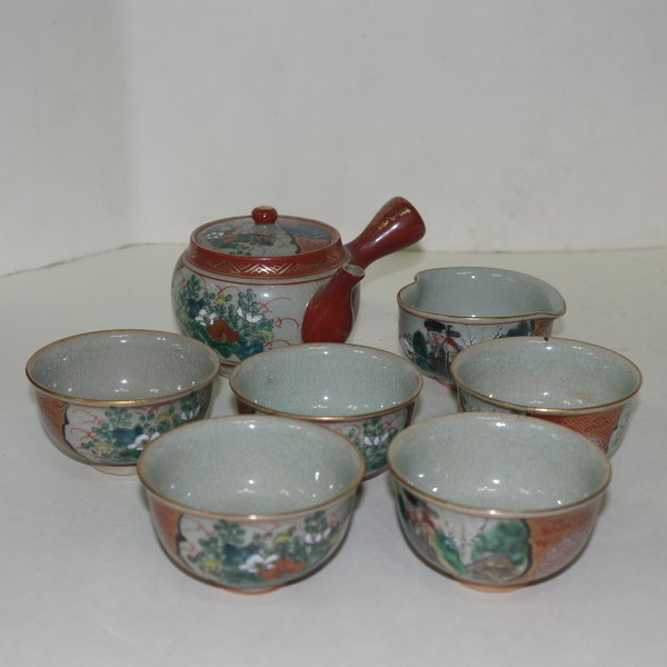 고구다니(九谷) 진사금채화문 5인다기