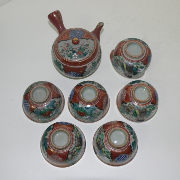 고구다니(九谷) 진사금채화문 5인다기