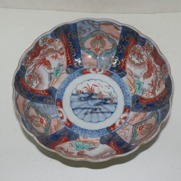 고이마리 청화백자진사금채화문화형완