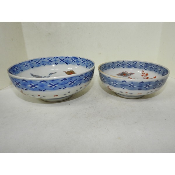 100년이상된 고이마리 청화백자조화문 대완2점