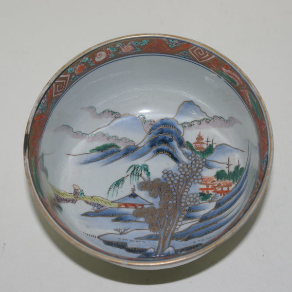 150년이상된 양촌고이마리 청화백자산수금채완