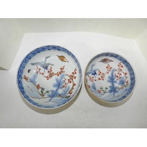 100년이상된 고이마리 청화금채화문 대완 2점