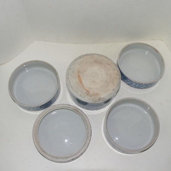 외사기 청화백자조화문 4단합