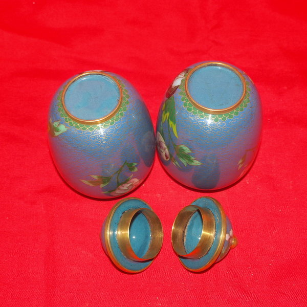 청동에 칠보화문 차호 2개1쌍