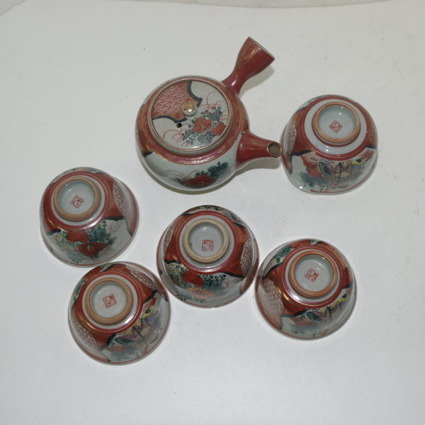 고구다니(九谷) 진사금채화문 4인다기