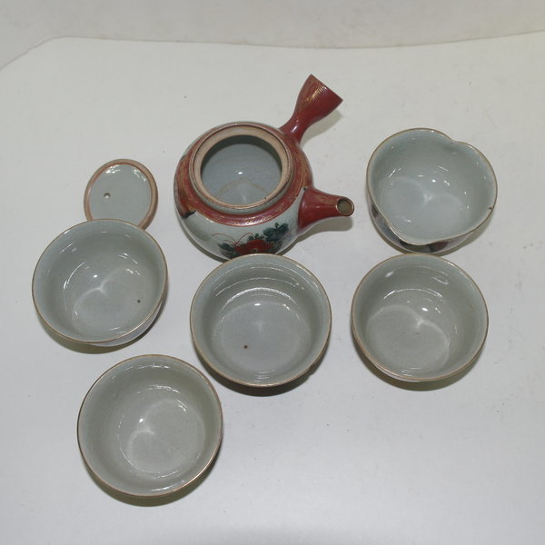 고구다니(九谷) 진사금채화문 4인다기