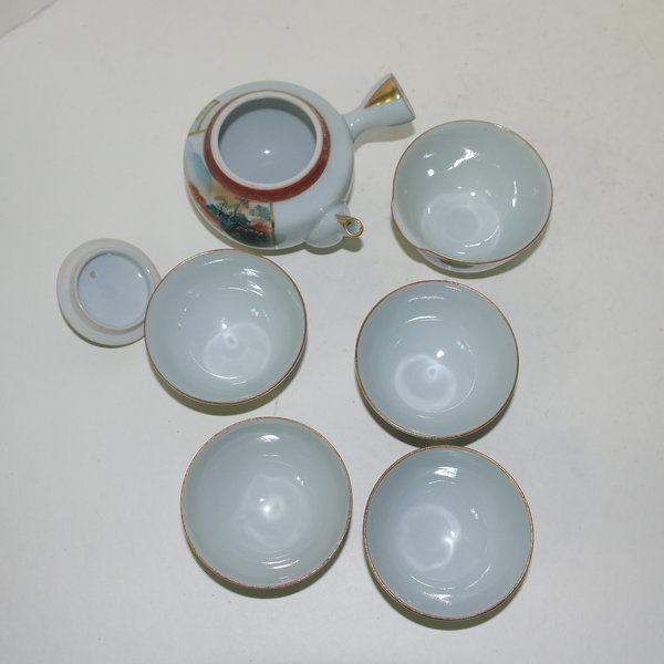 고구다니(九谷) 진사금채화문 4인다기