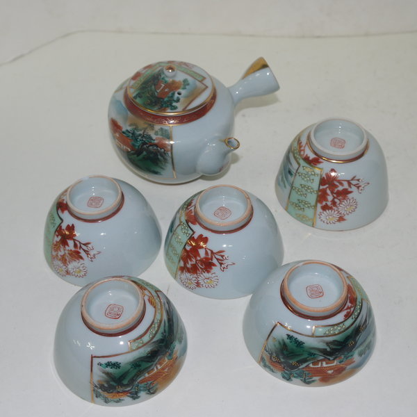 고구다니(九谷) 진사금채화문 4인다기