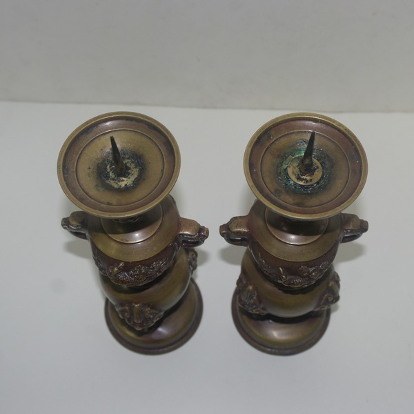 연대좋은 청동양각화문 촛대 1쌍