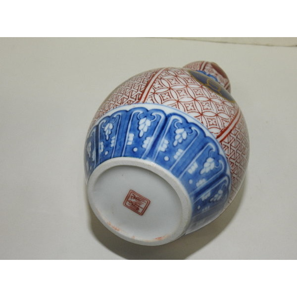 진사백자금채호리형 주병