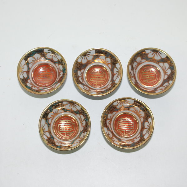 고구다니 청화백자진사금채화문 잔 5점