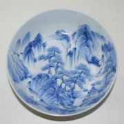 고이마리 청화백자 산수문 대완