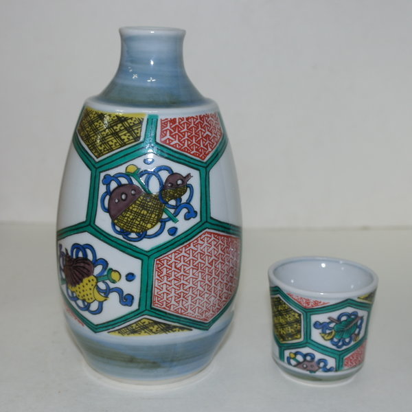 구곡(구다니) 진사백자화문 주병과 잔