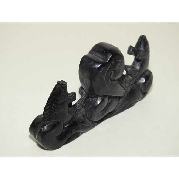 아지석 흑오석돌로된 물고기 문진겸 붓받침