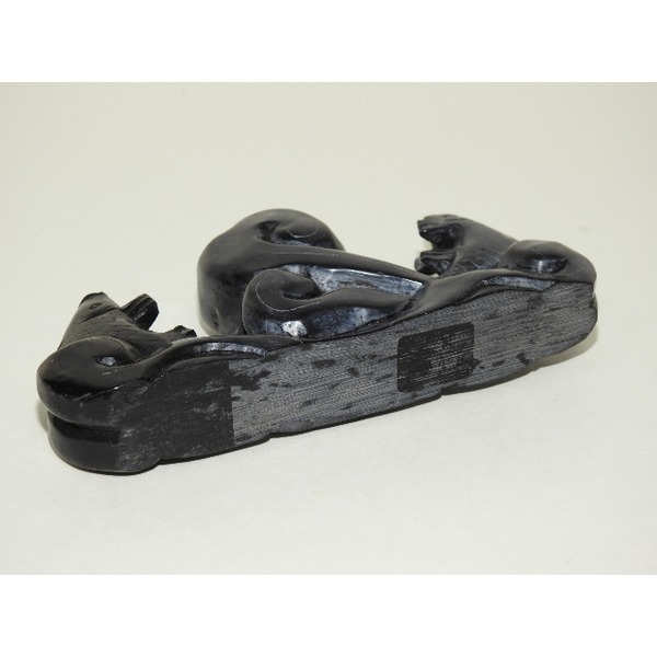 아지석 흑오석돌로된 물고기 문진겸 붓받침