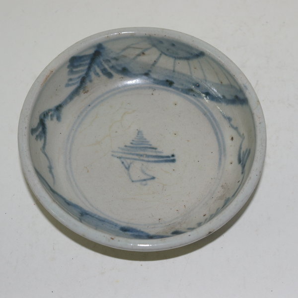 150년이상된초기 양촌이마리 청화백자완