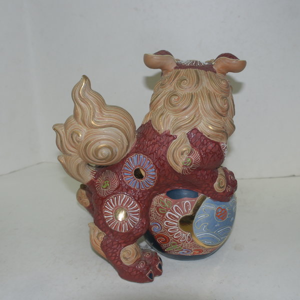 구다니(九谷) 청자금채해태조각상