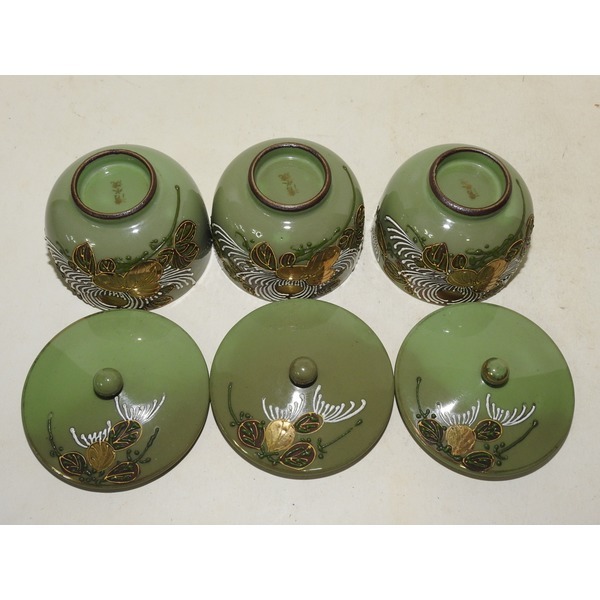 골동 청수요 청자양각화문 잔 3점