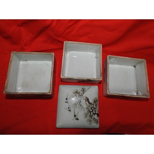 골동-청화백자 노송인물문 삼단합