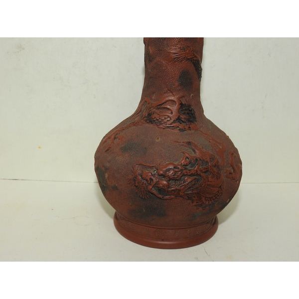 골동-자사도자기 양각용문 주병