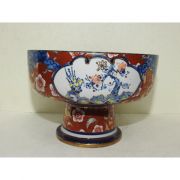 골동-이마리청화백자진사금채화문 굽다리완