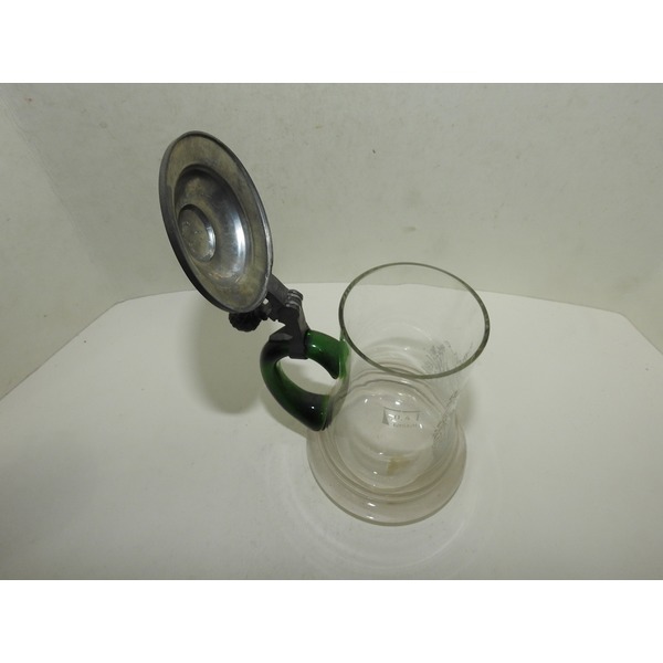 골동-독일산 주석두껑 유리맥주잔